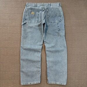 Y2K Lee Carpenter Jeans Men 36x30 Blue Loose Baggy Fit Faded Distressed Workwear